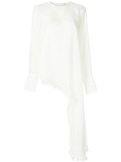 Ports 1961 Frill Asymmetric Hem Blouse - White