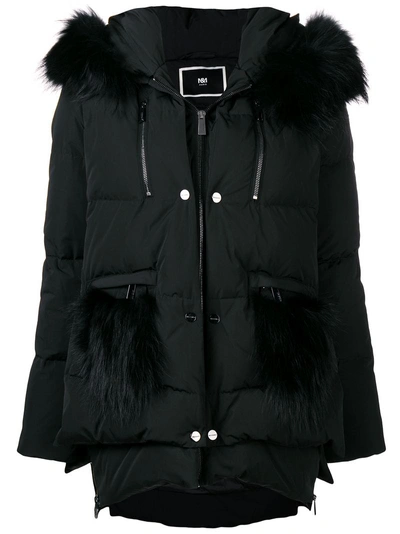 Max & Moi Fur Hooded Puffer Jacket - Black