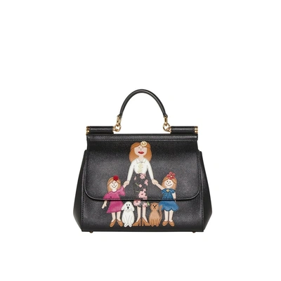 Dolce & Gabbana Sicily Medium Family Patch Dauphine Bag In Black