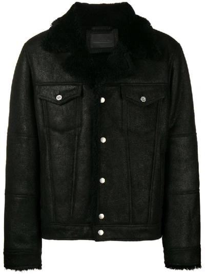 Diesel Black Gold Black Shearling Leather Jacket