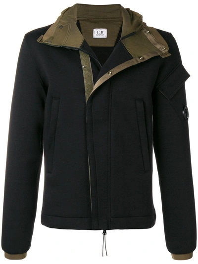 C.p. Company Hooded Zipped Jacket In Black
