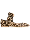 Polly Plume Leopard Print Flats In Brown