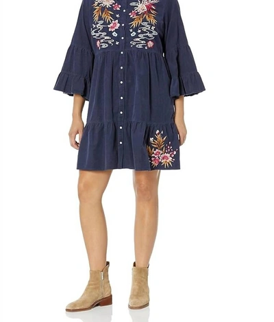Johnny Was Emiko Easy Tiered Dress In Ink In Blue