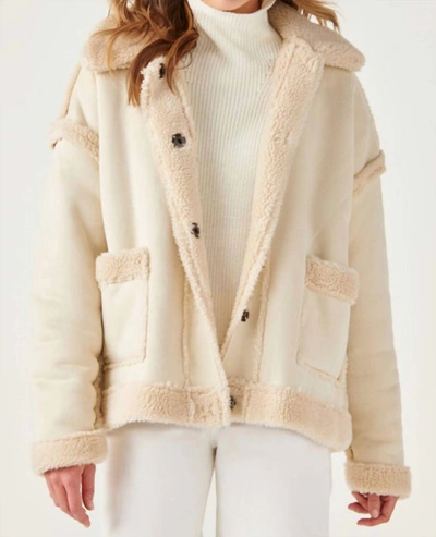 Charlie Paige Shearling Woven Jacket In Beige