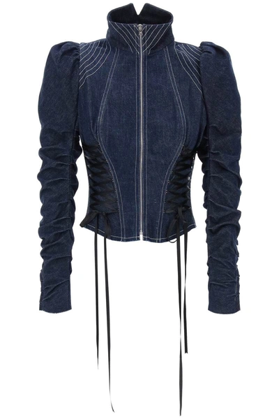 Dilara Findikoglu Denim Corset-style Jacket With In Blue