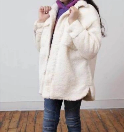Central Park West Girl's Fleece Jacket In Ivory In Multi
