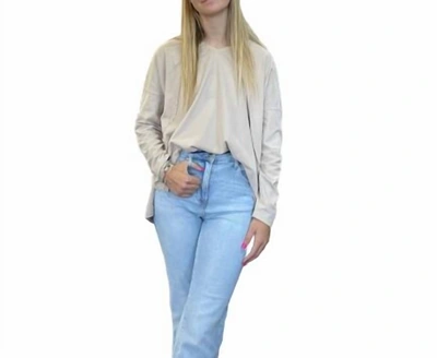 Be Cool V-neck Cotton Top In Lt Khaki In Multi