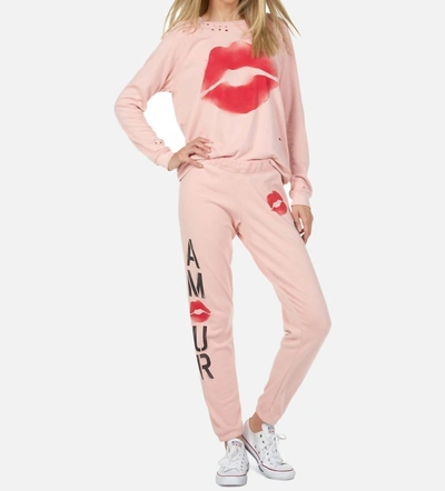 Lauren Moshi Gia Amour Sweatpant In Pink