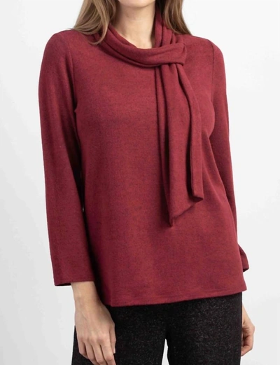 Habitat Cozy-up Fleece Tie Neck Pullover In Cranberry In Pink