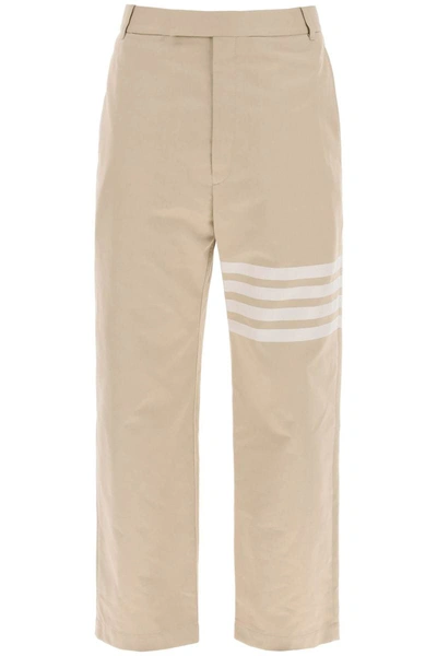 Thom Browne Trousers With 4-bar In Beige