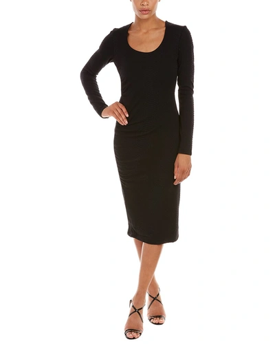 Vintage 00s Grey Beige Hugo Boss Wool Blend Sheath Mid Length Dress 8 10 S