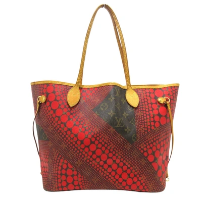 Pre-owned Louis Vuitton Neverfull Mm Canvas Tote Bag () In Red