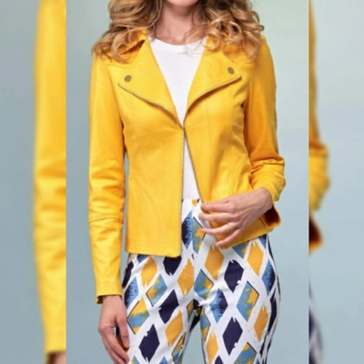 Insight Vegan Leather Moto Jacket In Yellow