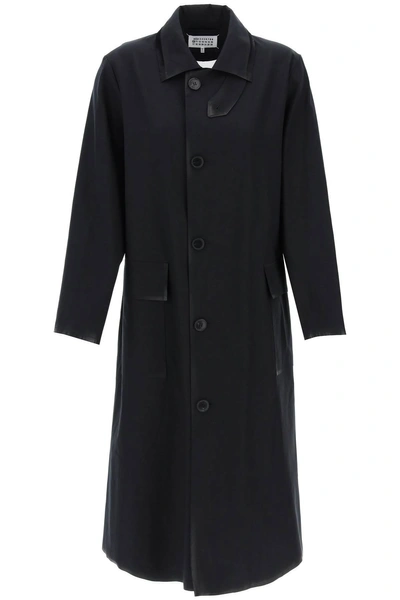 Maison Margiela Cotton Coat With Laminated Finishes In Black