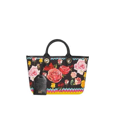Dolce & Gabbana Flower-print Tote Bag In Black