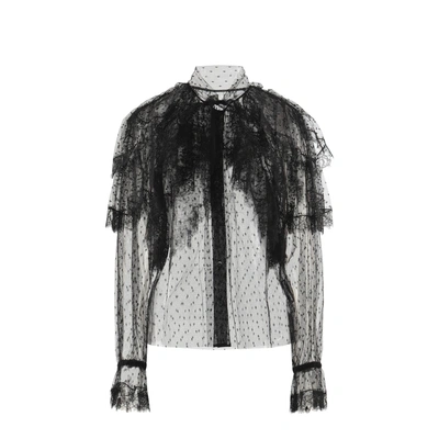 Dolce & Gabbana Lace Ruffled Shirt In Black