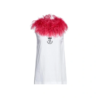 Dolce & Gabbana Marabou Trim T-shirt In White