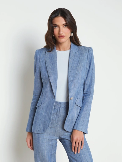 L Agence Chamberlain Linen-blend Blazer In Multi