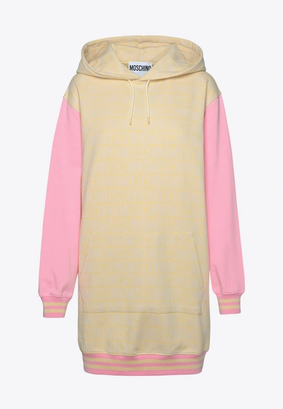 Moschino All-over Logo Hoodie Dress In Multicolor