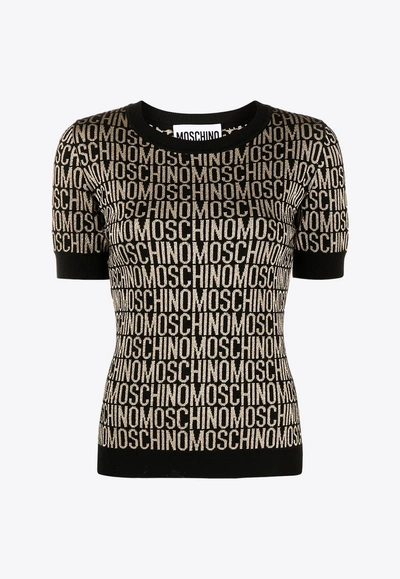 Moschino All-over Logo Knit Top In Multicolor