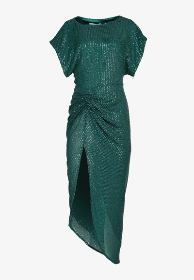 In The Mood For Love Bercot Sequined Midi Dress In Green