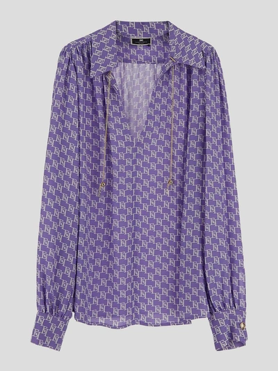 Elisabetta Franchi Logoed Blouse In Purple