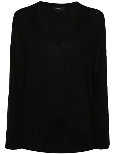 Theory Volumious V Neck Sweater Clothing In Black