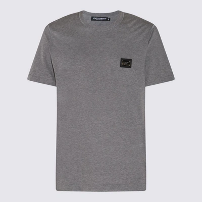 Dolce & Gabbana Grey Cotton T-shirt In Melange Grigi