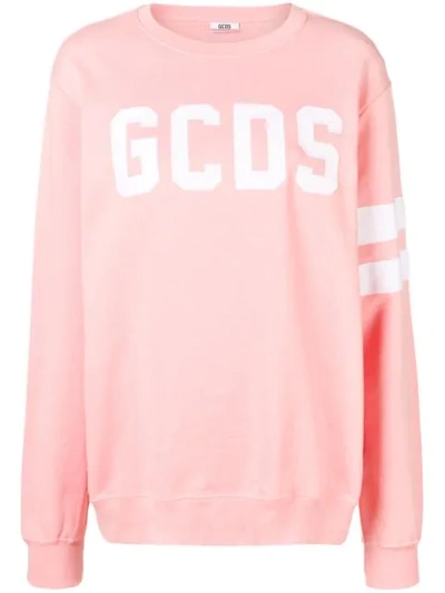 Gcds Striped Trim Sweatshirt In Pink