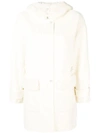 Max & Moi Shearling Hood Coat - White