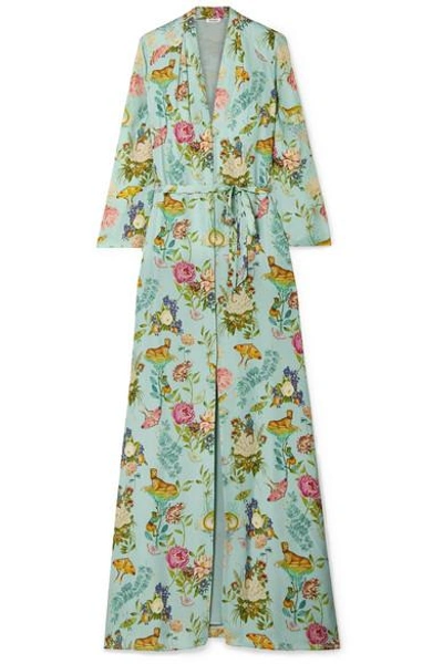 Vilshenko Sylvia Floral-print Silk-jacquard Maxi Dress In Mint