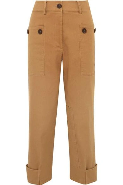 Rejina Pyo Hazel Cropped Cotton-blend Twill Straight-leg Pants In Brown