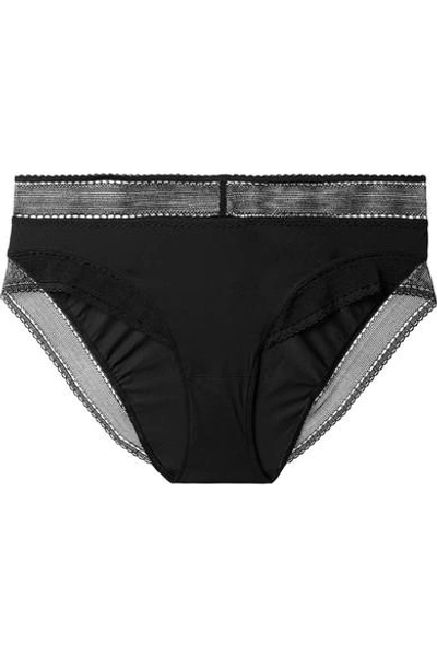 Eres Peau D'ange Legere Mesh-trimmed Stretch-jersey Briefs In Black