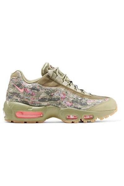 Nike Air Max 95 Printed Leather And Mesh Sneakers In Army Green