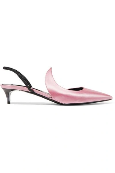 Matteo Mars Kitten Ala Satin And Patent-leather Slingback Pumps In Baby Pink