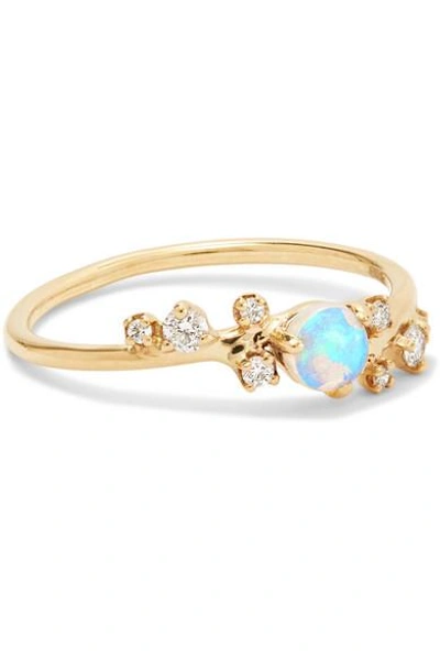 Wwake 14-karat Gold, Opal And Diamond Ring