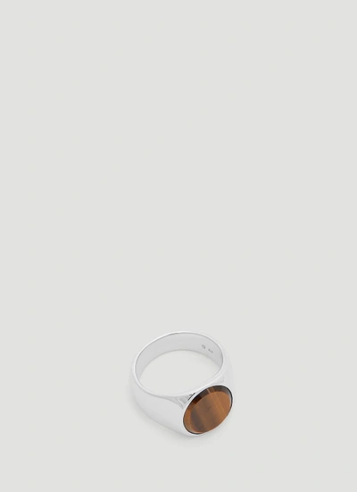 Tom Wood Oval Tiger Eye Signet Ring In Silver