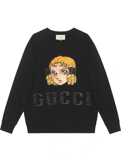 Gucci Oversize Sweatshirt With Manga Patch In Black