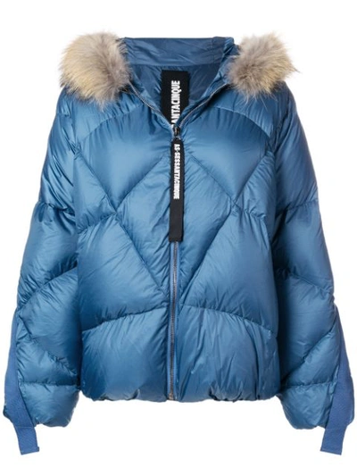 As65 Oversized Hooded Down Jacket In Blue