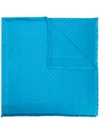 Gucci Gg Pattern Frayed Scarf - Blue