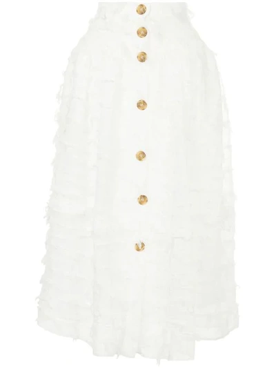 Rejina Pyo Feather Embellished Full Skirt In White