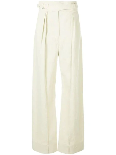 Lemaire Buckle High Waisted Trousers In Neutrals