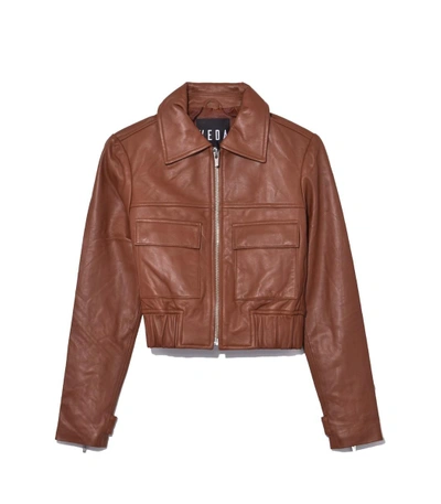 Veda Brown Saddle Jack Leather Jacket