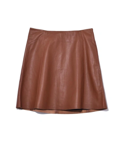 Veda Brown Saddle Leather Circle Skirt