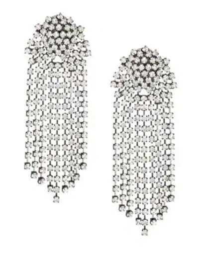 Kenneth Jay Lane Crystal Waterfall Clip-on Earrings In Silver