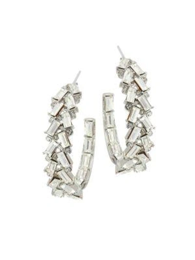 Kenneth Jay Lane Crystal Hoop Earrings In Silver