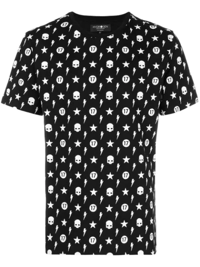 Hydrogen Printed Cotton Jersey T-shirt In Black