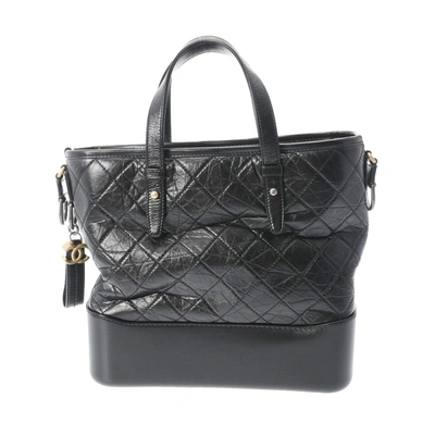 Pre-owned Chanel Gabrielle Black Leather Shopper Bag ()