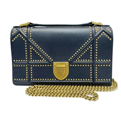 Dior Ama Navy Leather Shoulder Bag () In Blue