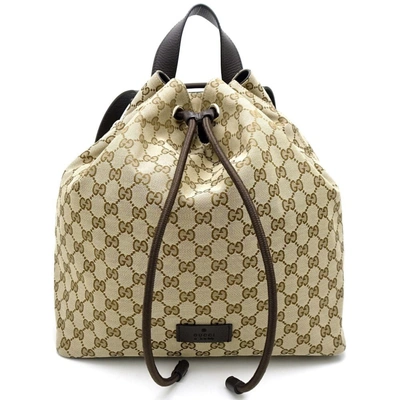 Gucci Gg Canvas Beige Canvas Backpack Bag ()